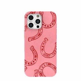 Protective Texture Finish Bubblegum Pink Lucky Horseshoe iPhone 16 Pro Max Case