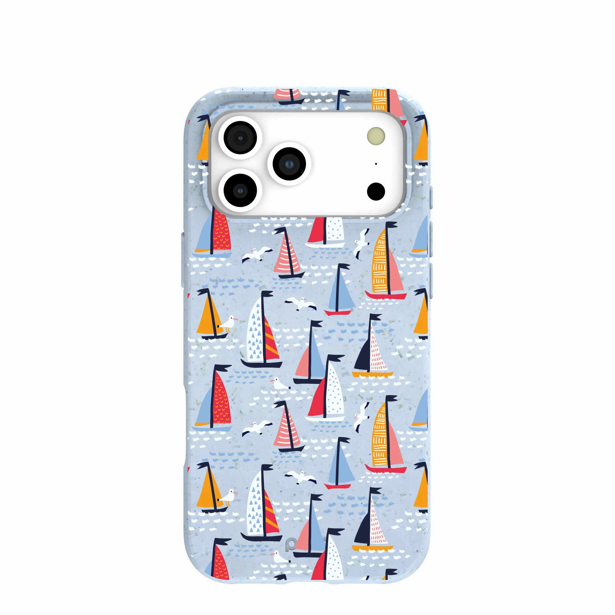 Metal Texture Powder Blue Sails and Seagulls iPhone 17 Pro Max Case