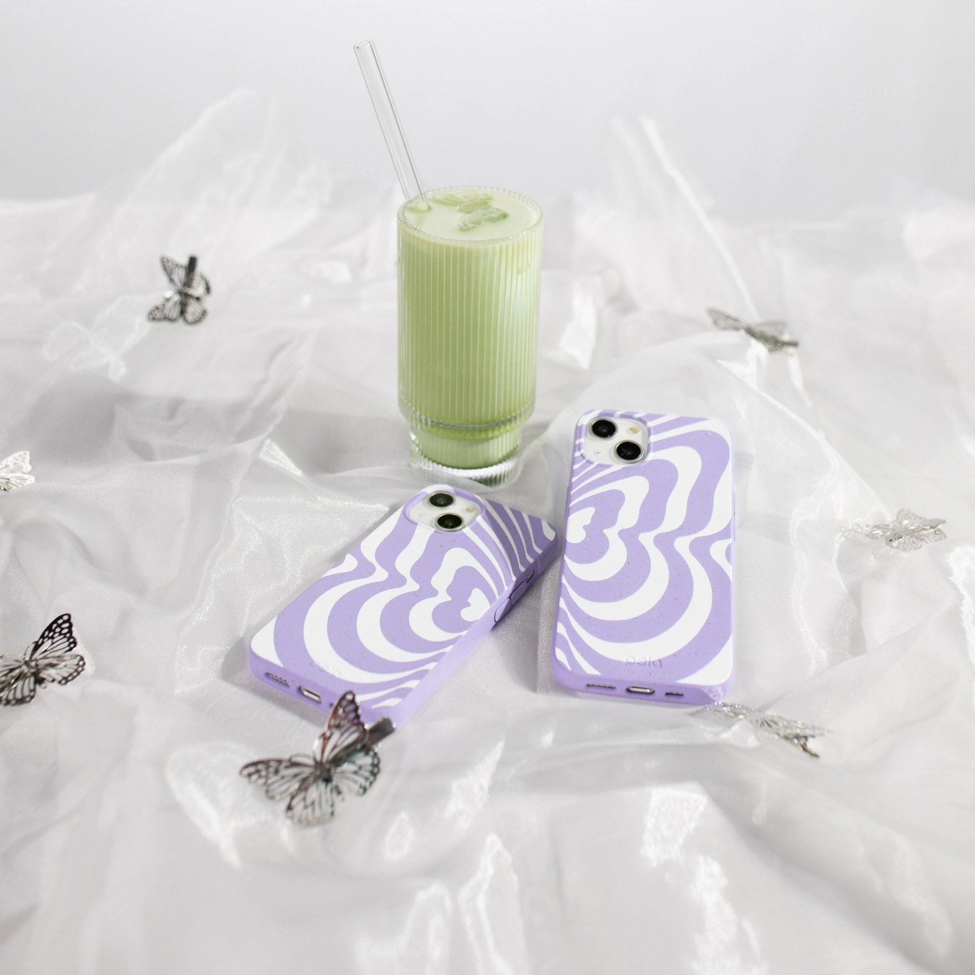 Lavender Flutter Left iPhone 17 Pro Max Case Grip Assist