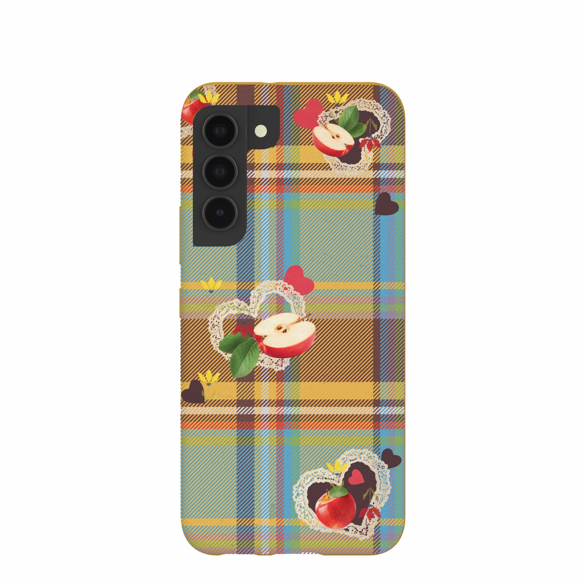 Honey Apple Plaid Samsung Galaxy S22 Case anti fingerprint