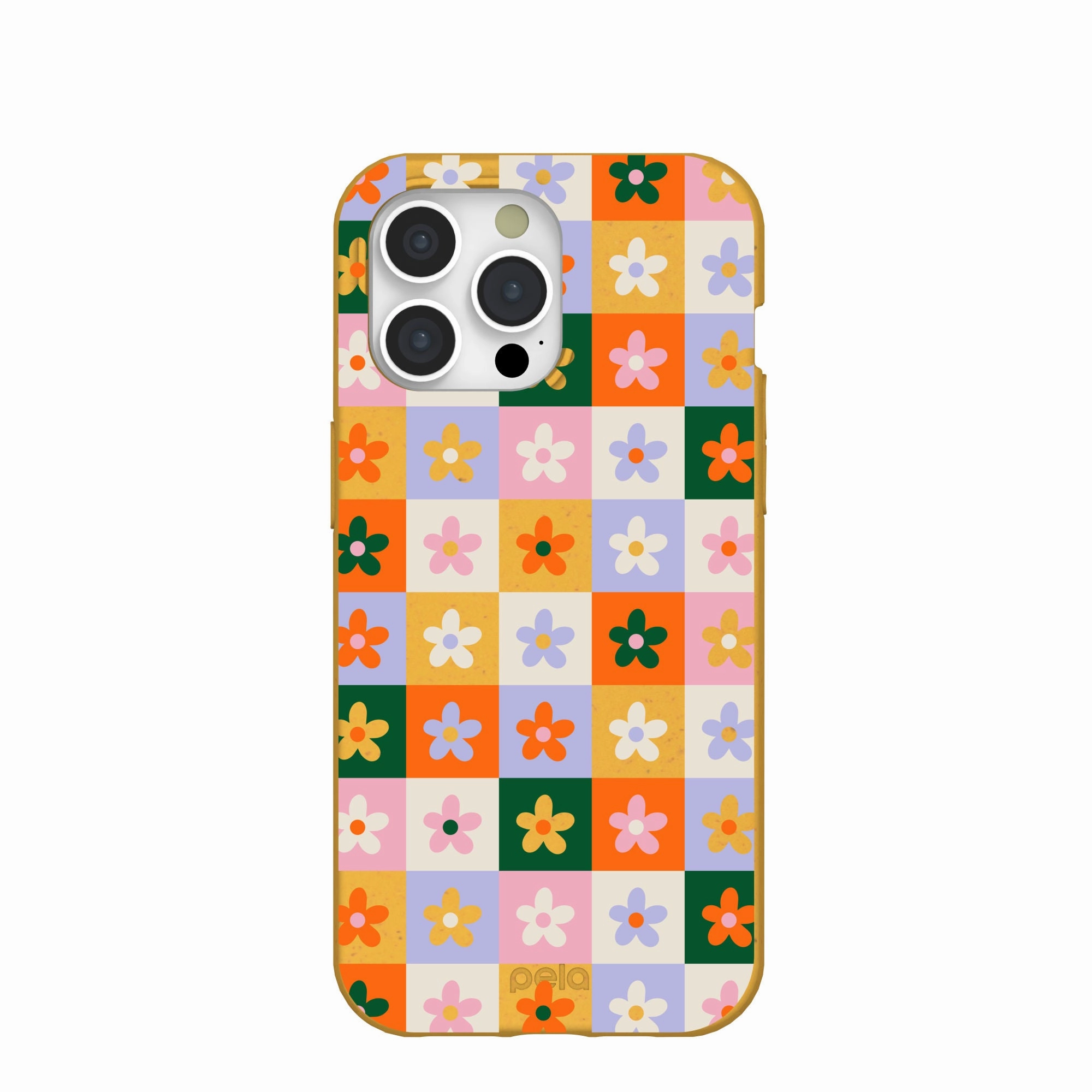 Honey Flower Tiles iPhone 15 Pro Max Case Rugged Look Finish Elegant Shield