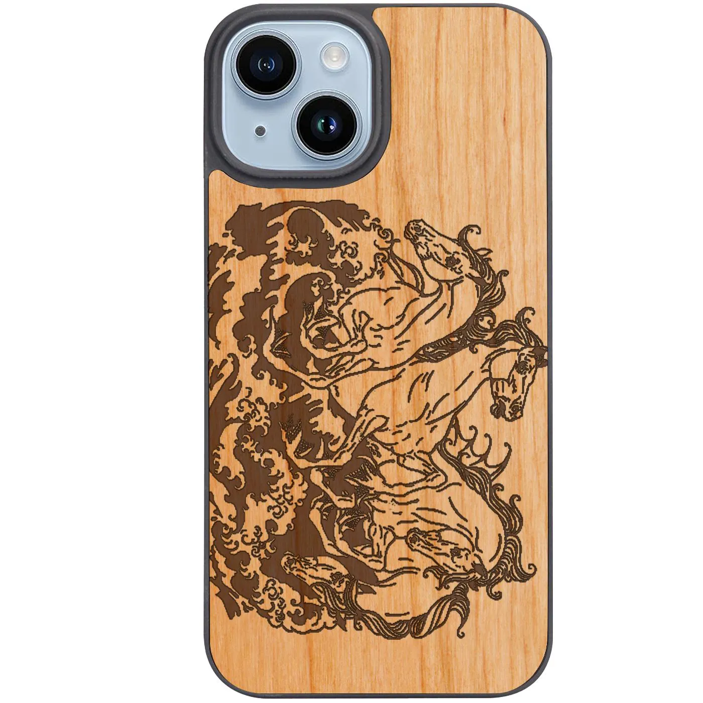 Modern Accent Luxury Layer Texture Horse Sea - Engraved Phone Case