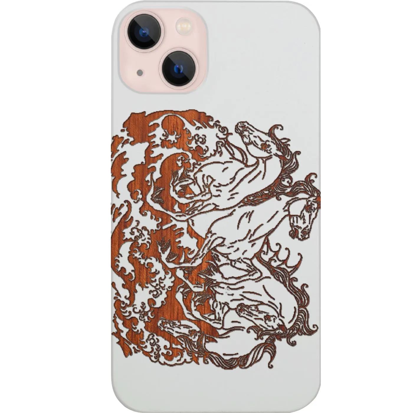 Horse Sea - Engraved Phone Case Textured Finish Premium Build