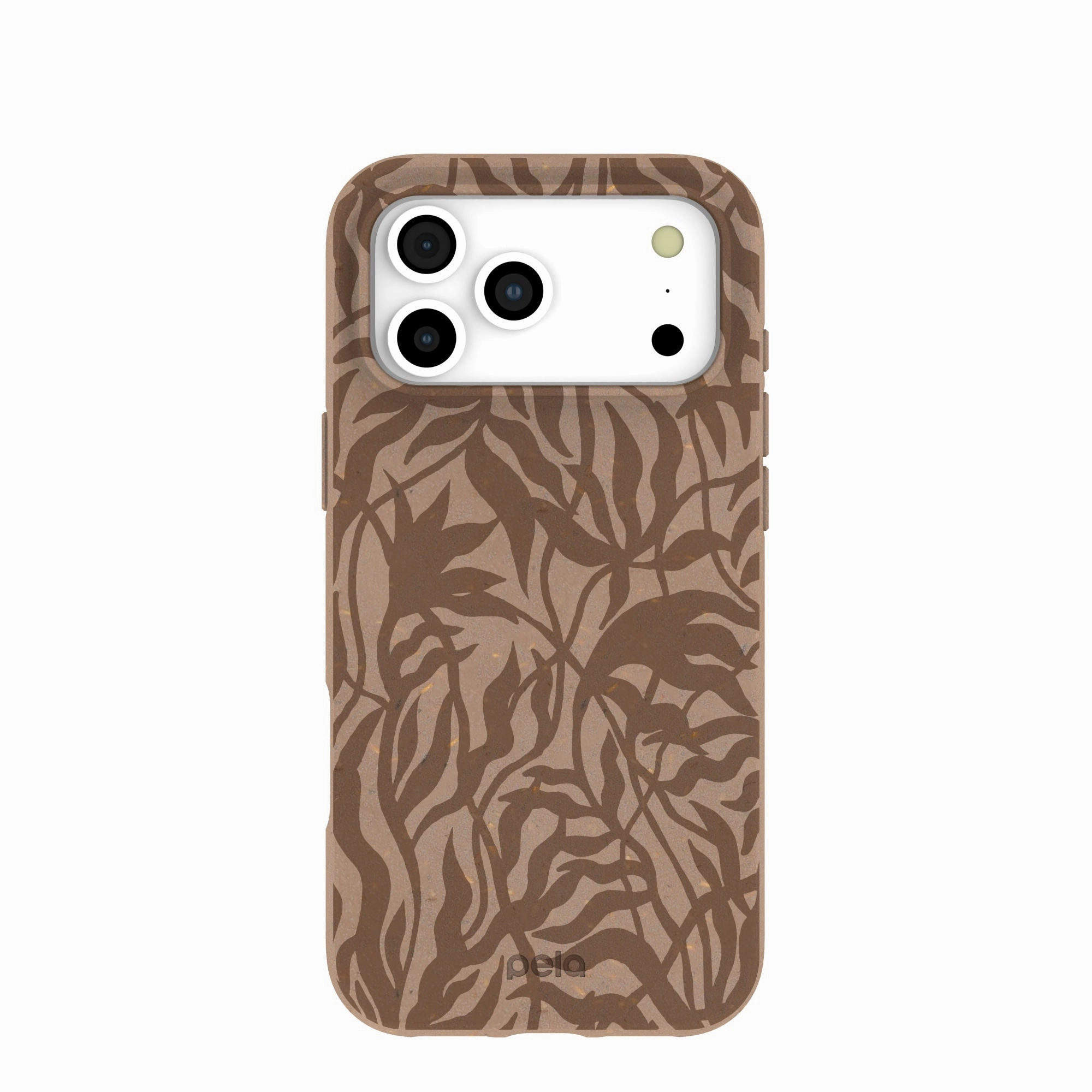 Chocolate Brown Rustic Leaves iPhone 17 Pro Max Case Polished Texture Finish