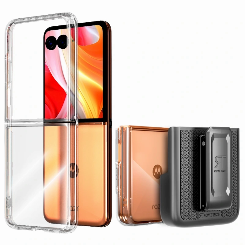 Motorola Razr Plus (2024) / Razr 50 Ultra Hybrid Shockproof Clear Slim Acrylic Case Cover Flexible Hinge Rib Shock Cushion Tough Frame