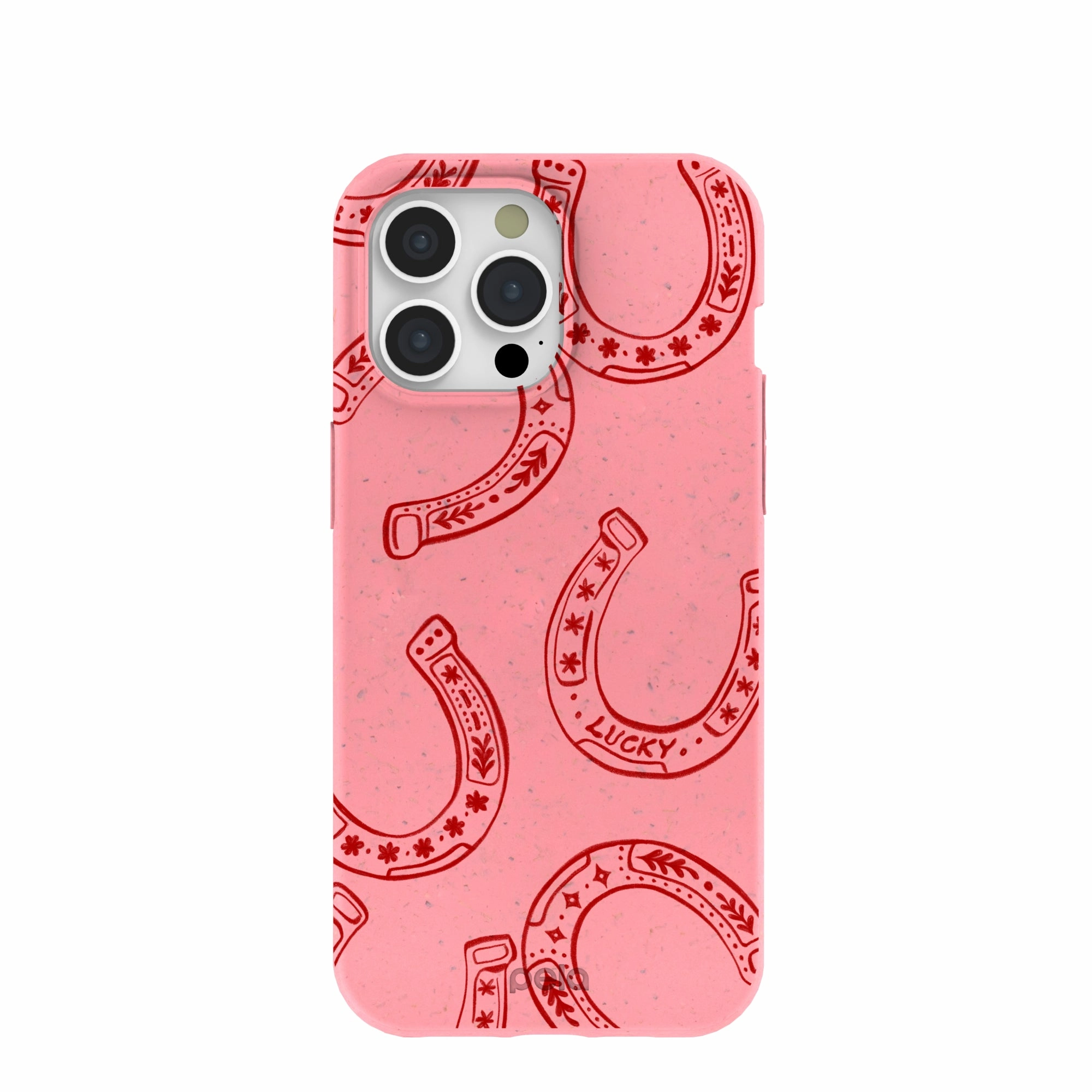 Premium Texture Layer Bubblegum Pink Lucky Horseshoe iPhone 15 Pro Max Case