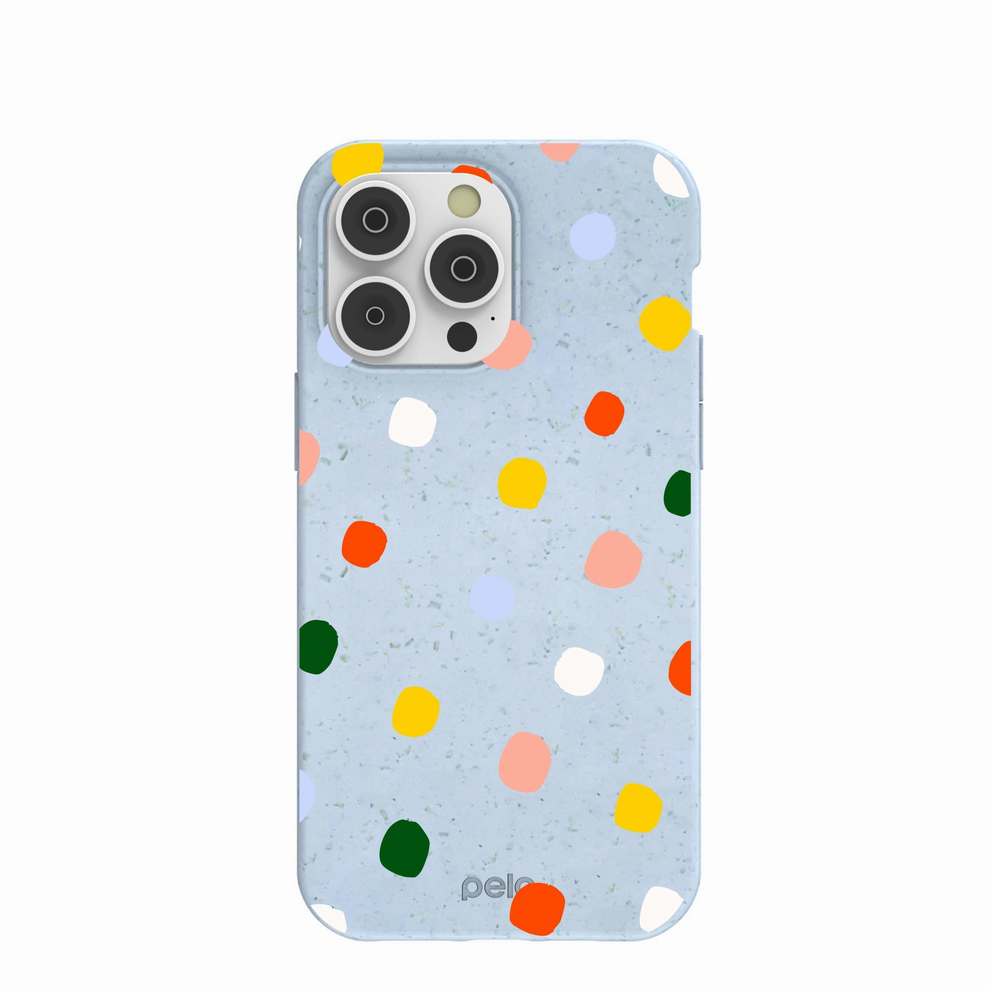 Powder Blue Rainbow Dots iPhone 14 Pro Max Case Creative Accent Matte Texture Finish