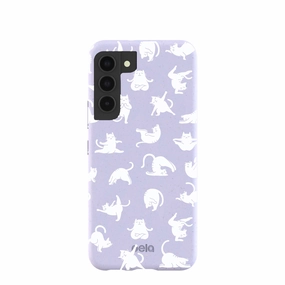 Lightweight Shell Simple Style Lavender Yoga Cat Samsung Galaxy S22 Case