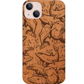 Protective Build Texture Dolphins - Engraved Phone Case