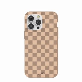 Protective Frame Chocolate Brown Latte Check iPhone 14 Pro Max Case