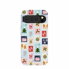Powder Blue Noel Stamps Google Pixel 10/10 Pro Case Raised Edges