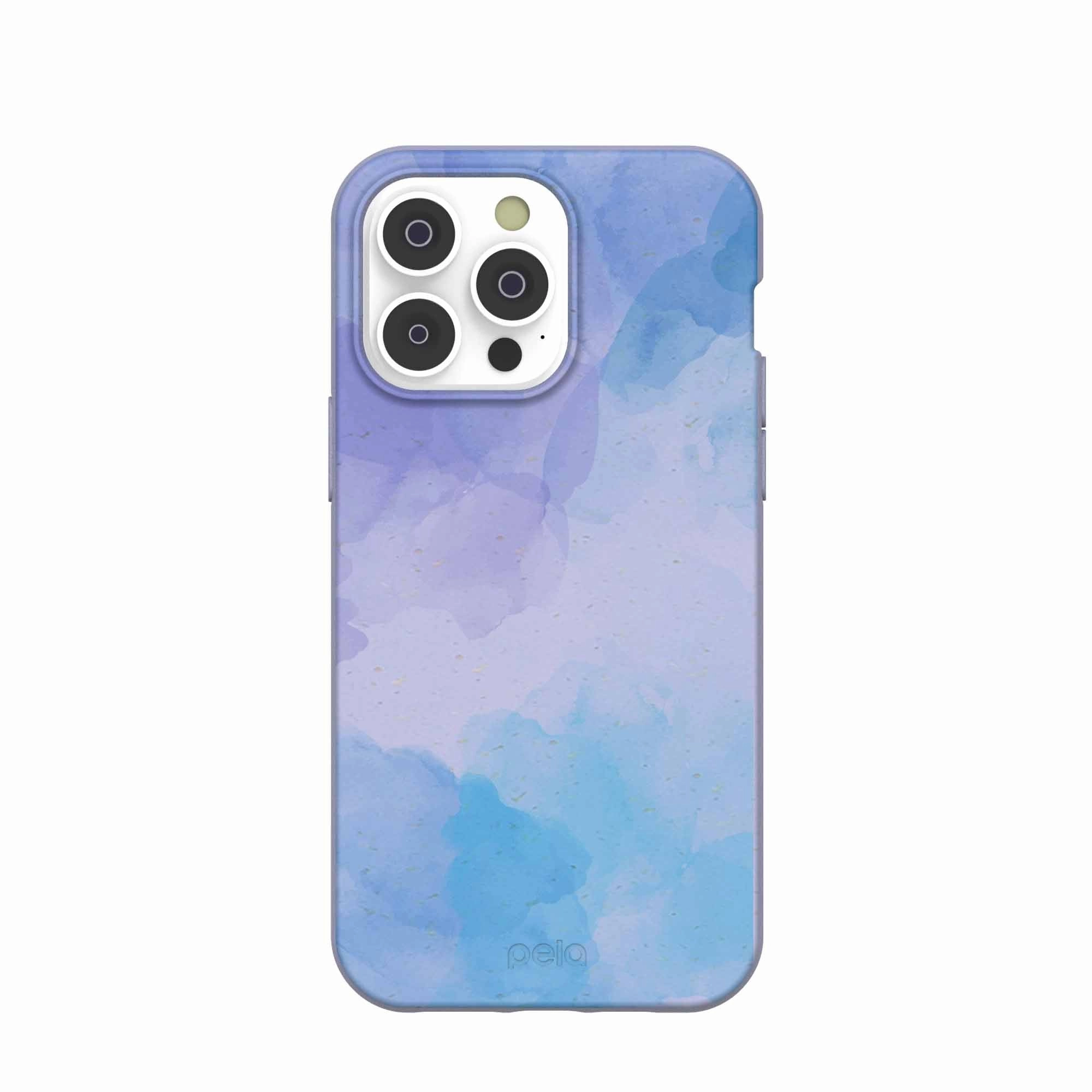 Lavender Blue Reflections iPhone 14 Pro Max Case Cushioned Edge