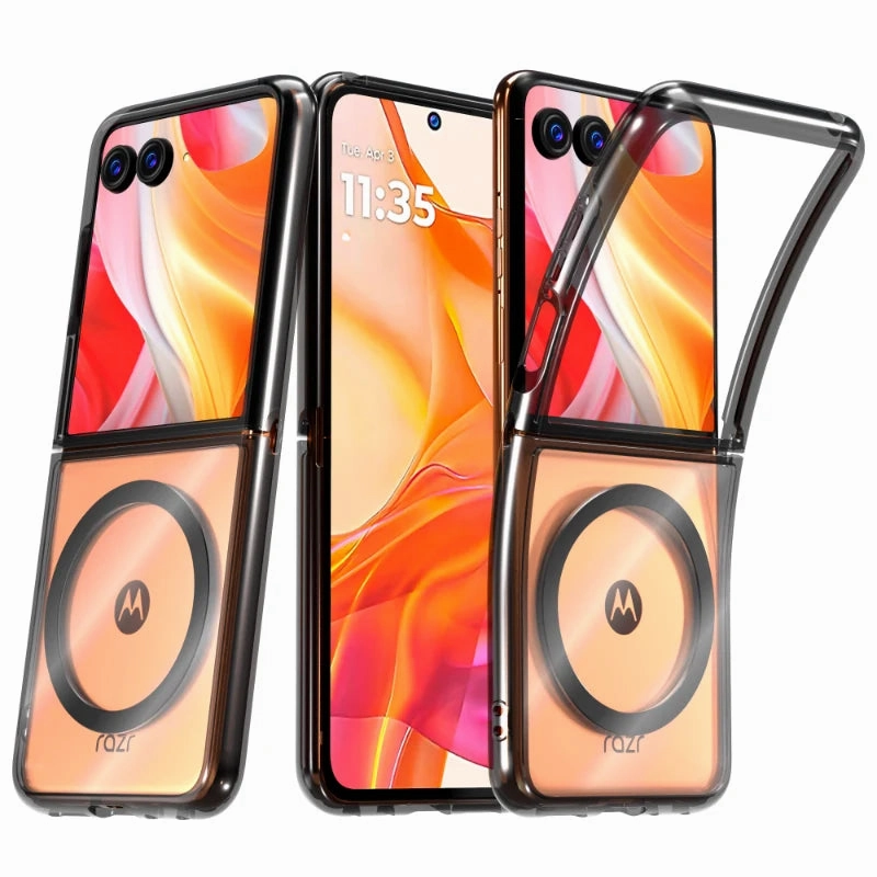 Motorola Razr 50 Ultra / Razr  (2024) Hybrid Shockproof Clear Slim Acrylic Case Cover Flexible Hinge Rib with MagSafe Protective Structure