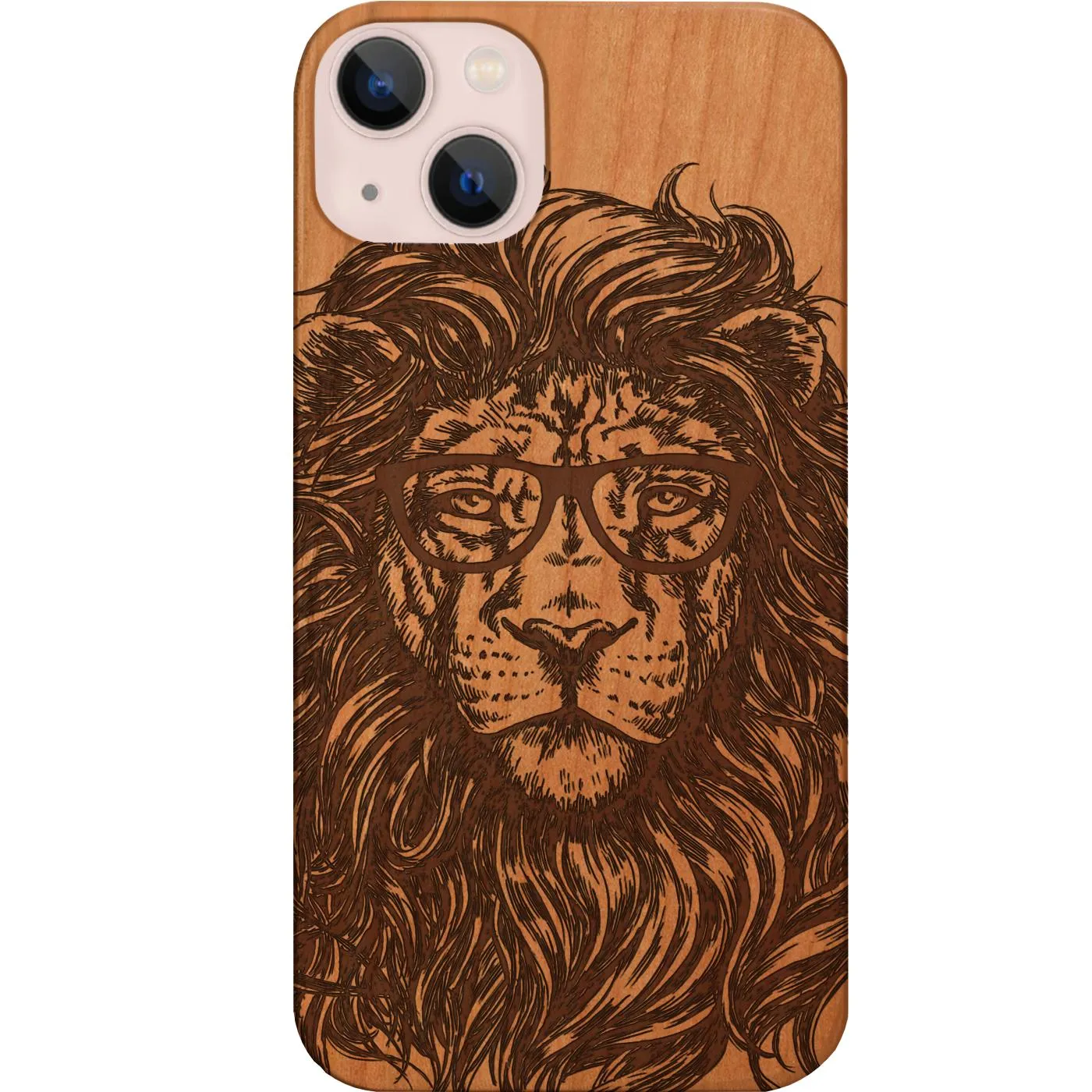 High End Look Lion with Glasses - Engraved Phone Case