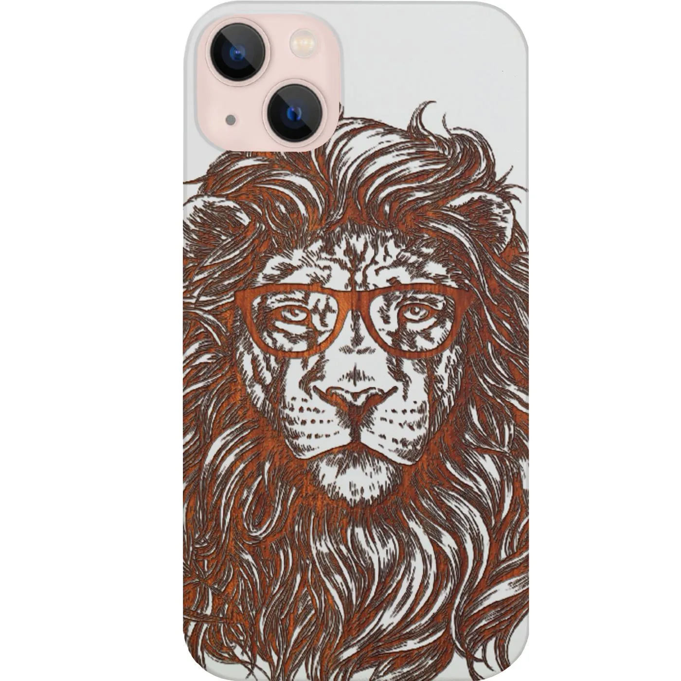 Lion with Glasses - Engraved Phone Case Durable Shell Elegant Style