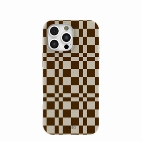 London Fog Chestnut Checkers iPhone 16 Pro Max Case Sleek Detail