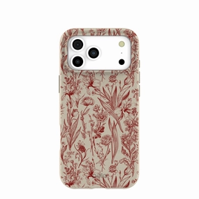 Rugged Frame Design London Fog Crimson Bouquet iPhone 17 Pro Max Case