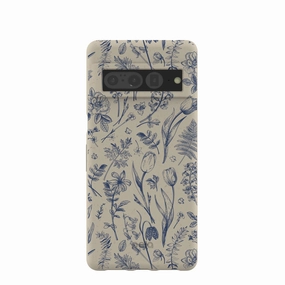 Clear Back London Fog Indigo Bouquet Google Pixel 7 Pro Case