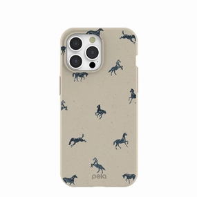 High gloss Unique Texture London Fog Mini Horses iPhone 15 Pro Max Case