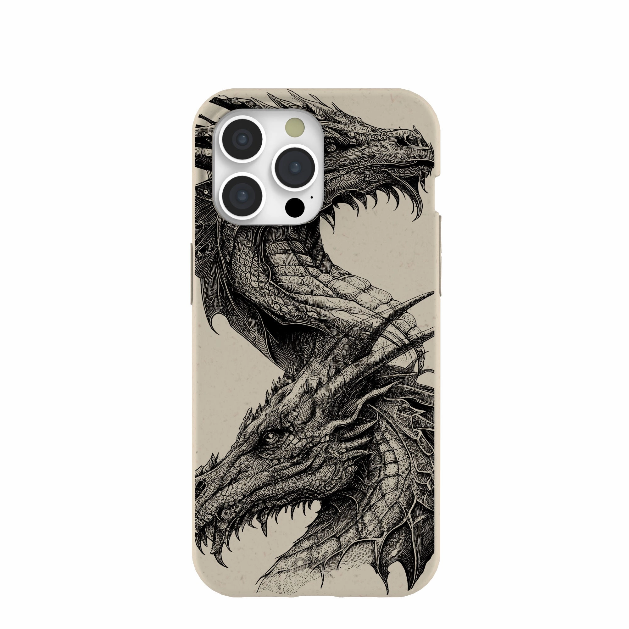 London Fog Twin Dragons iPhone 15 Pro Max Case Hybrid Grip Finish