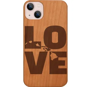 Daily Essential Gloss Texture Love Hawaii Map - Engraved Phone Case