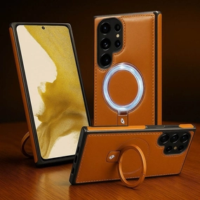 Luxe Leather Magnetic Ring Holder Case - Samsung Matte Touch