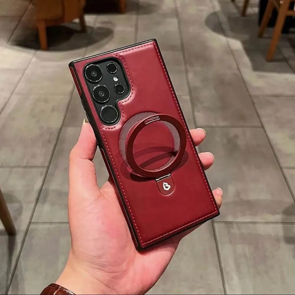 Luxe Leather Magnetic Ring Holder Case - Samsung Modern Edge