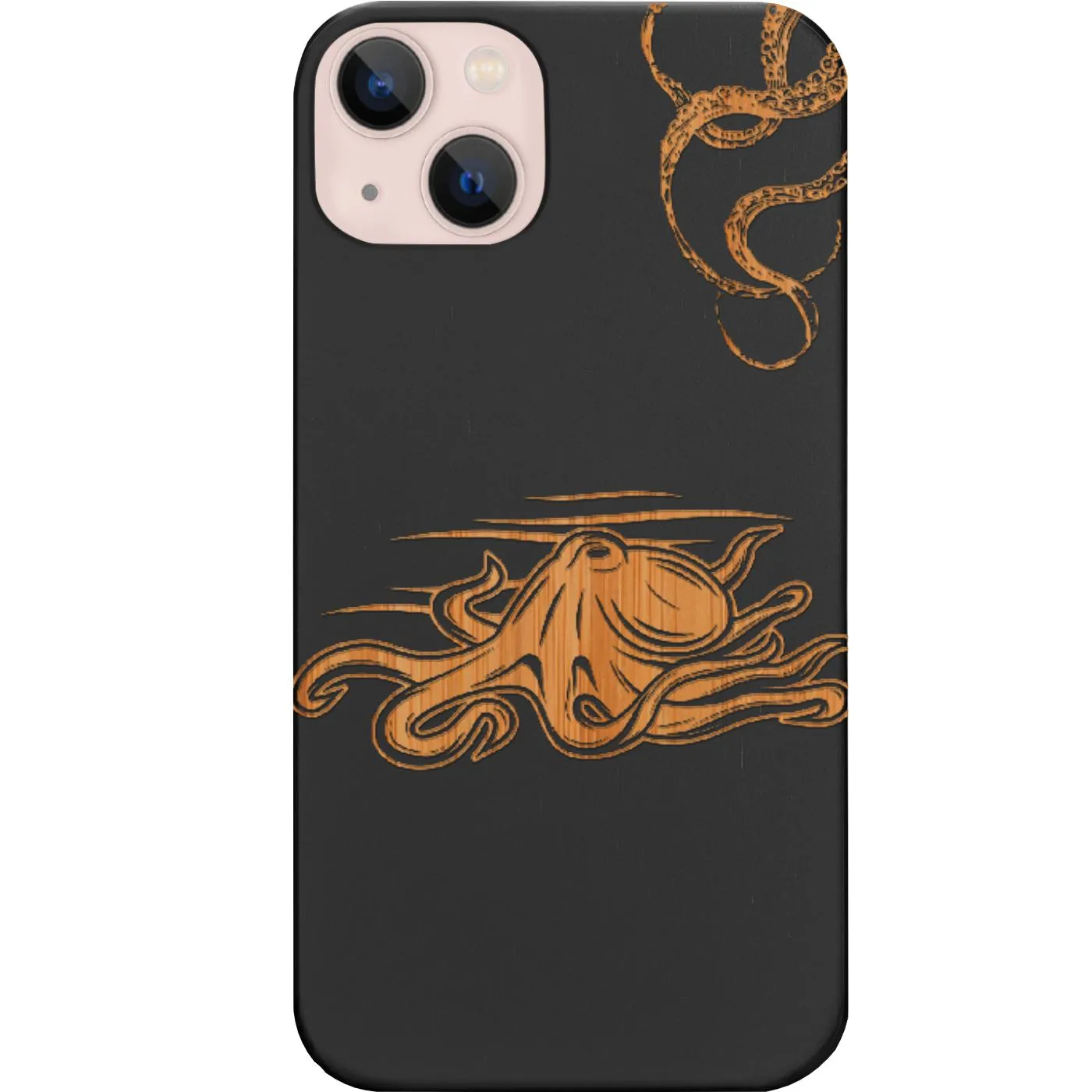 Trendy Texture Finish Soft Frame Baby Octopus - Engraved Phone Case