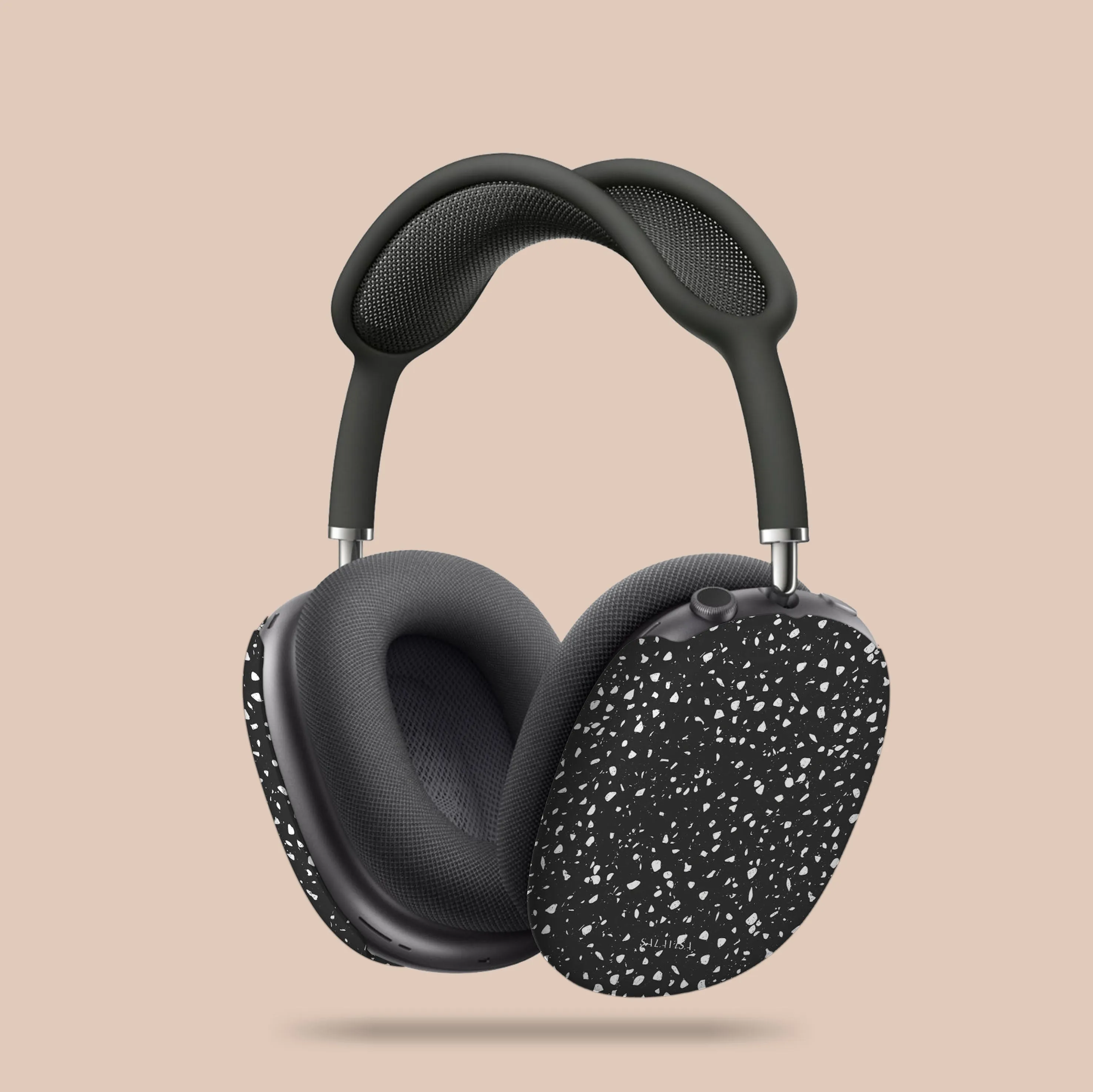 compact pastel travel airpods protector travel protection case Black Coffee Terrazzo AirPods Max Case