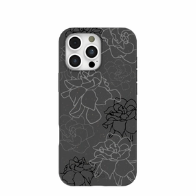Transparent Edge Black Gardenia Lines iPhone 16 Pro Max Case