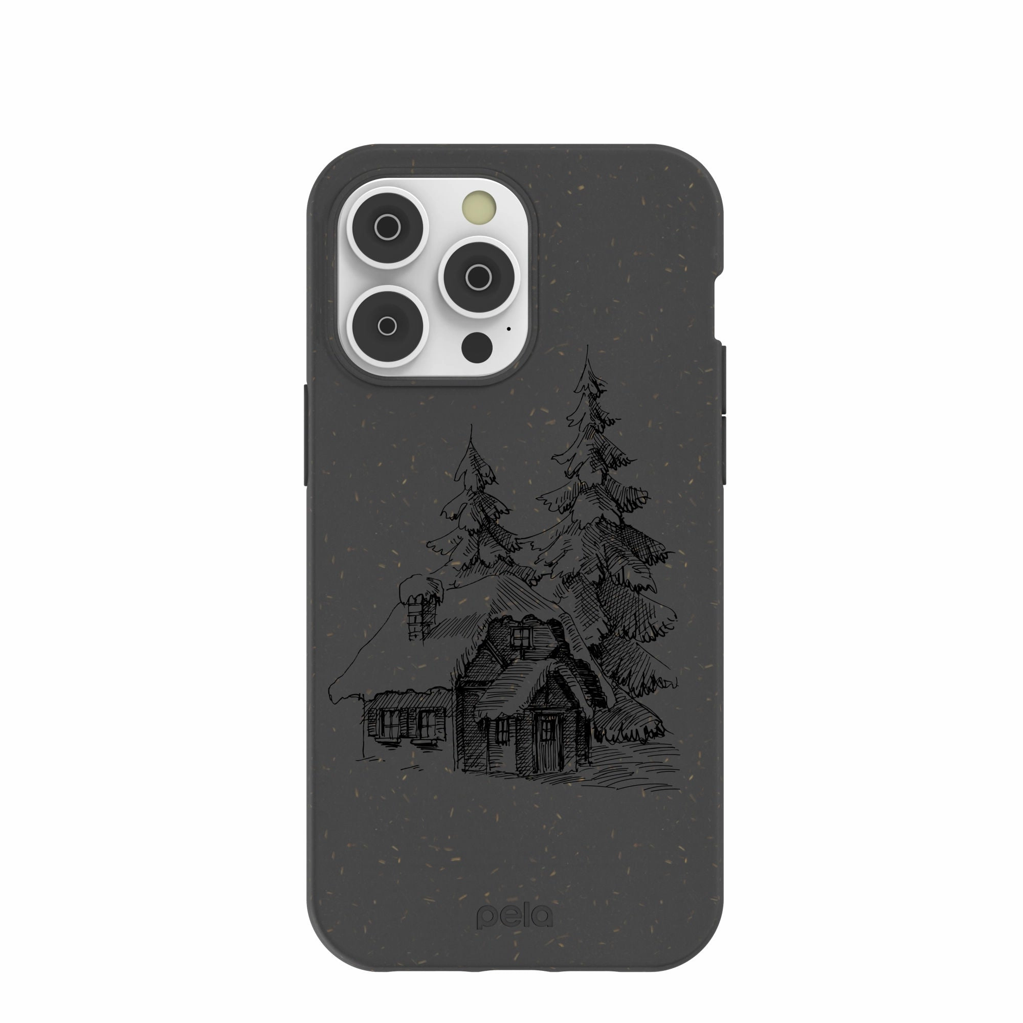 Black Lone Cabin iPhone 14 Pro Max Case Hybrid Pattern Design Portable Protection