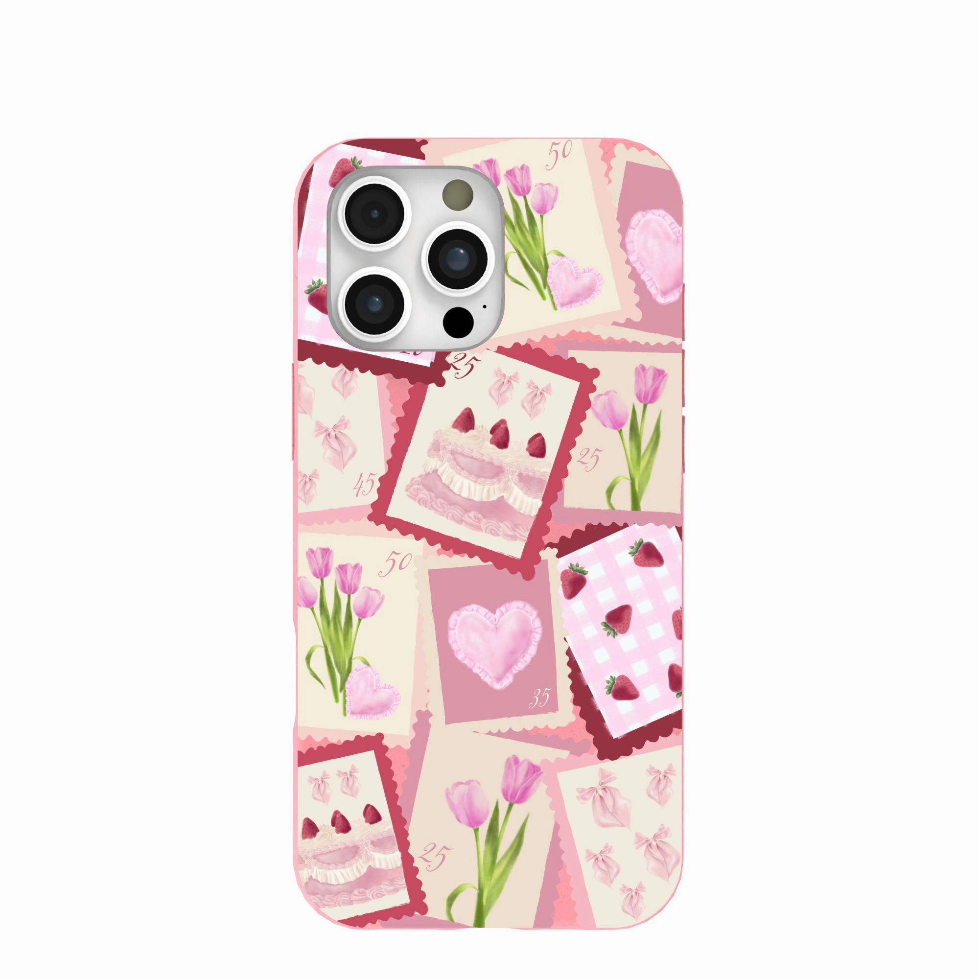 Bubblegum Pink Love Letters iPhone 16 Pro Max Case Luxury Pattern Luxury Coating