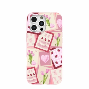 Bubblegum Pink Love Letters iPhone 16 Pro Max Case Luxury Pattern Luxury Coating