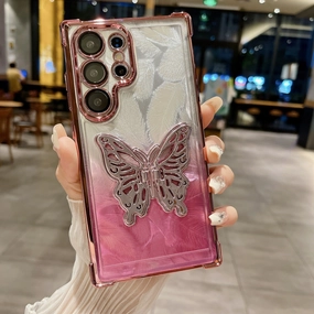 Flexible Build Form Glam Feather Butterfly Bracket Stand Case - Samsung