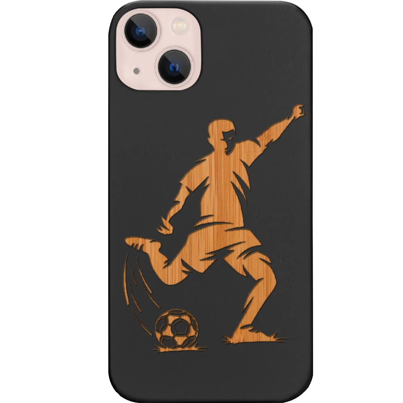 Elegant Pattern Smooth Pattern Soccer Player Kicking Ball - Engraved Phone Case