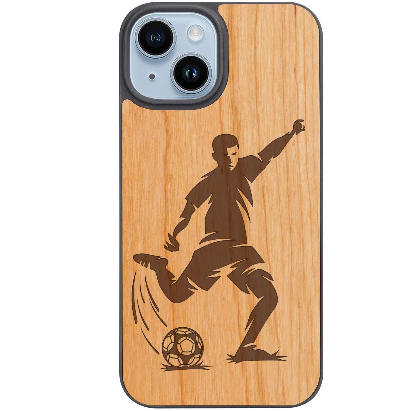 Soccer Player Kicking Ball - Engraved Phone Case Hard Edge Premium Feel