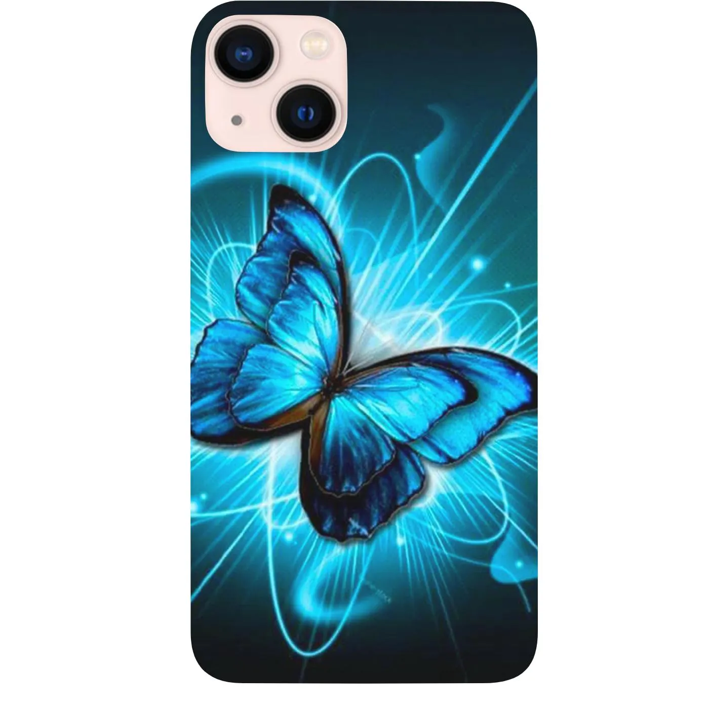 Protective Frame Design Gloss Texture Blue Butterfly - UV Color Printed Phone Case