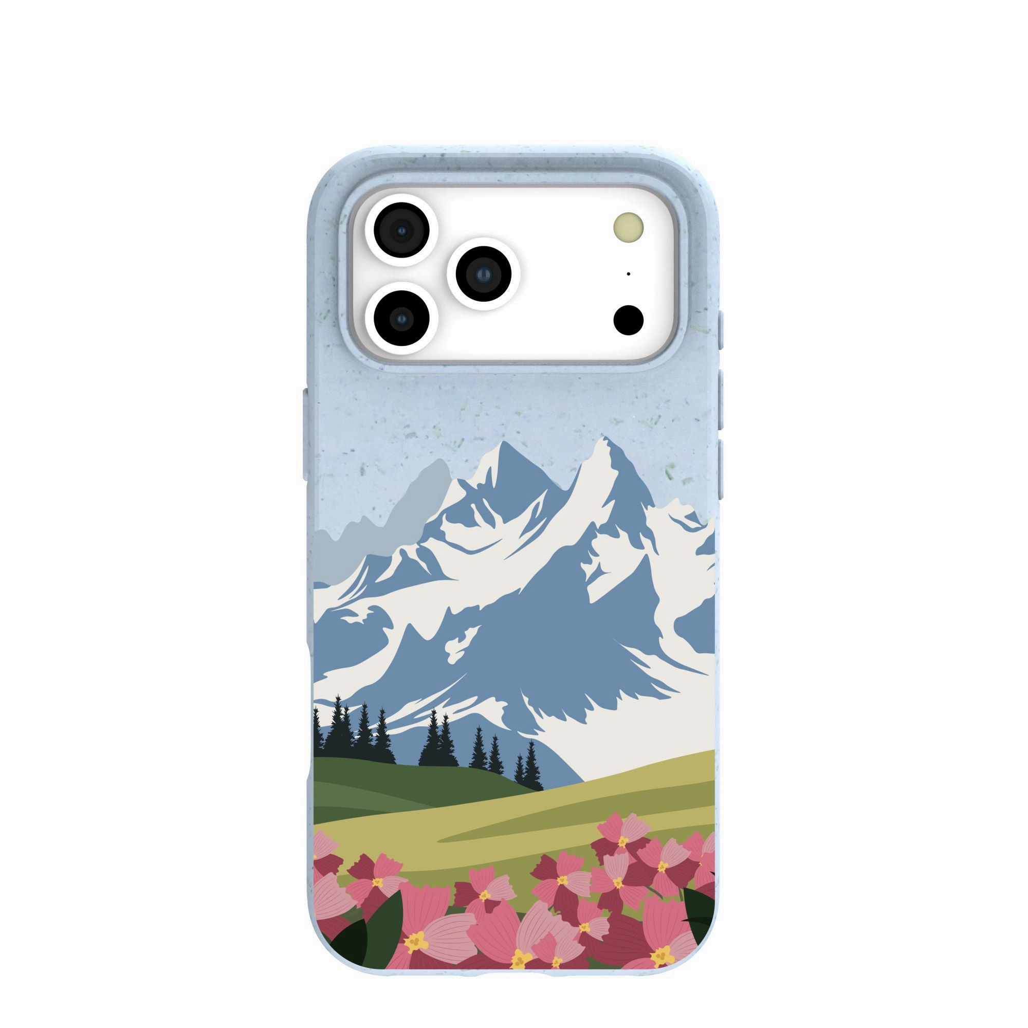 Creative Design Desk Companion Powder Blue Mountains and Blooms iPhone 17 Pro Max Case