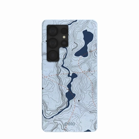 Powder Blue Contour Lines Samsung Galaxy S25 Ultra Case Ergonomic Texture Flexible Detail Design