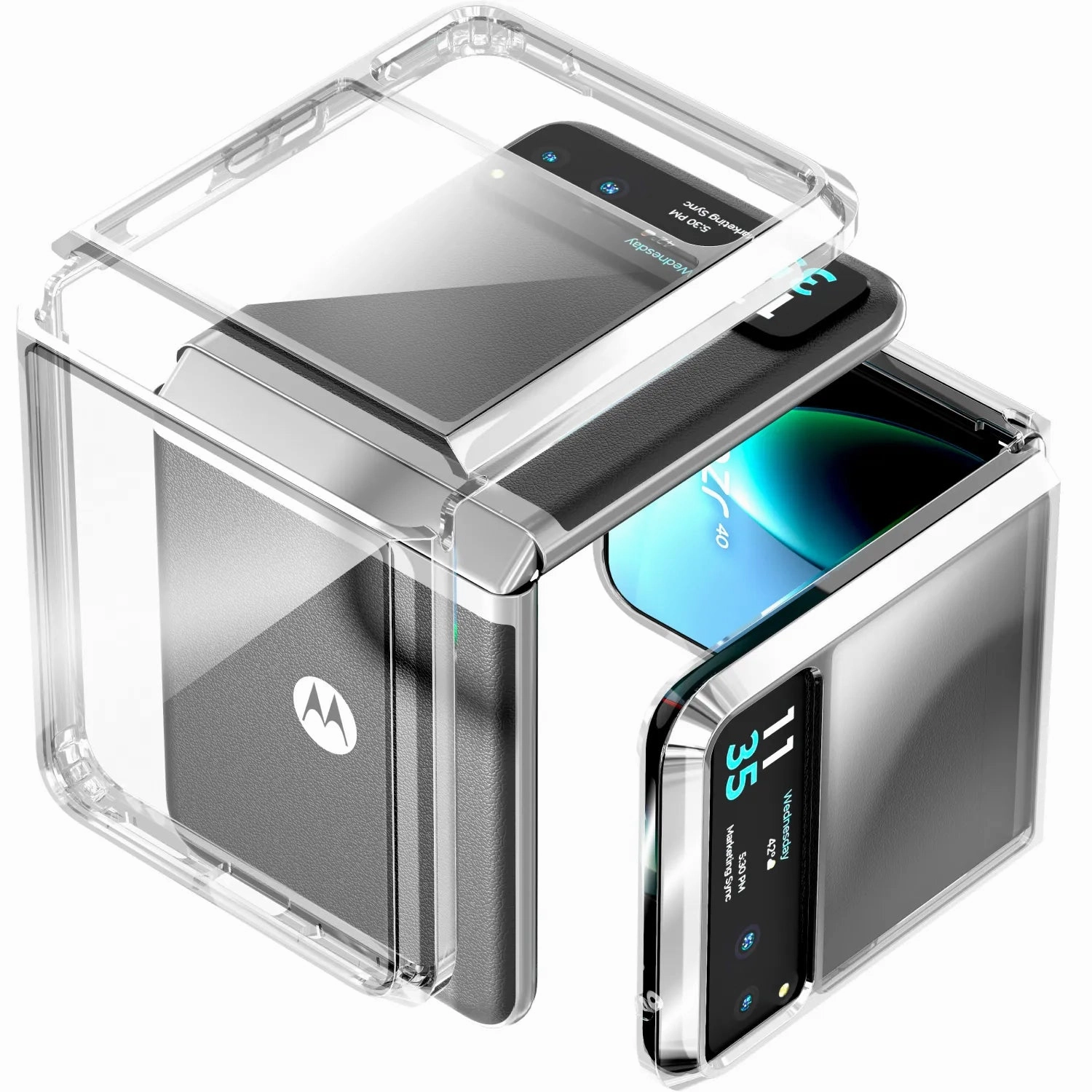 Motorola Razr 40 / Razr (2023)  Hybrid Shockproof Clear Slim Acrylic Case Cover Flexible Hinge Rib Matte Surface