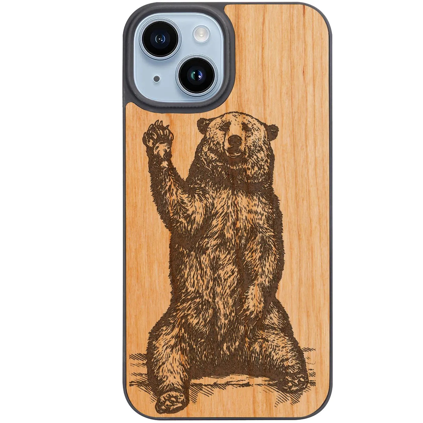 Color Gradient Hybrid Grip Finish Grizzly Bear - Engraved Phone Case