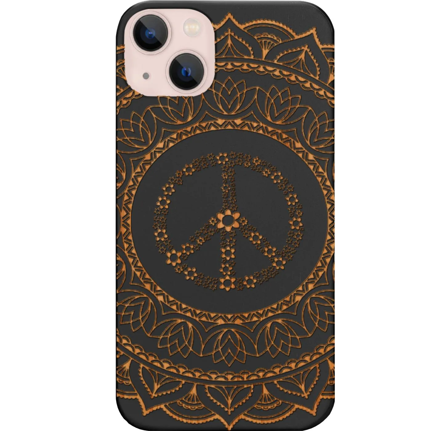 Glossy surface Slim Fit Design Peace Mandala - Engraved Phone Case