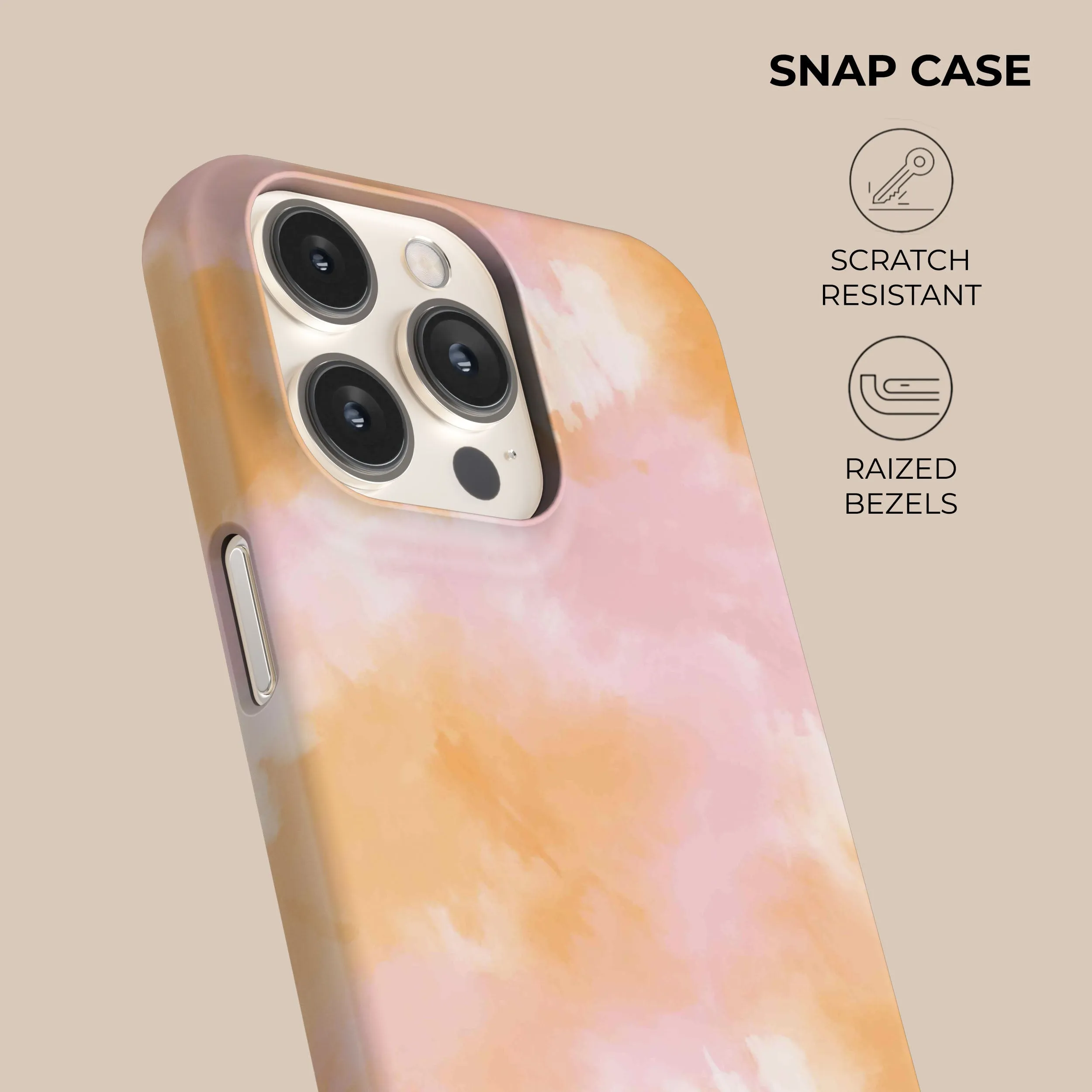 Clear Finish Gloss Texture Pink Orange Tie Dye Phone Case