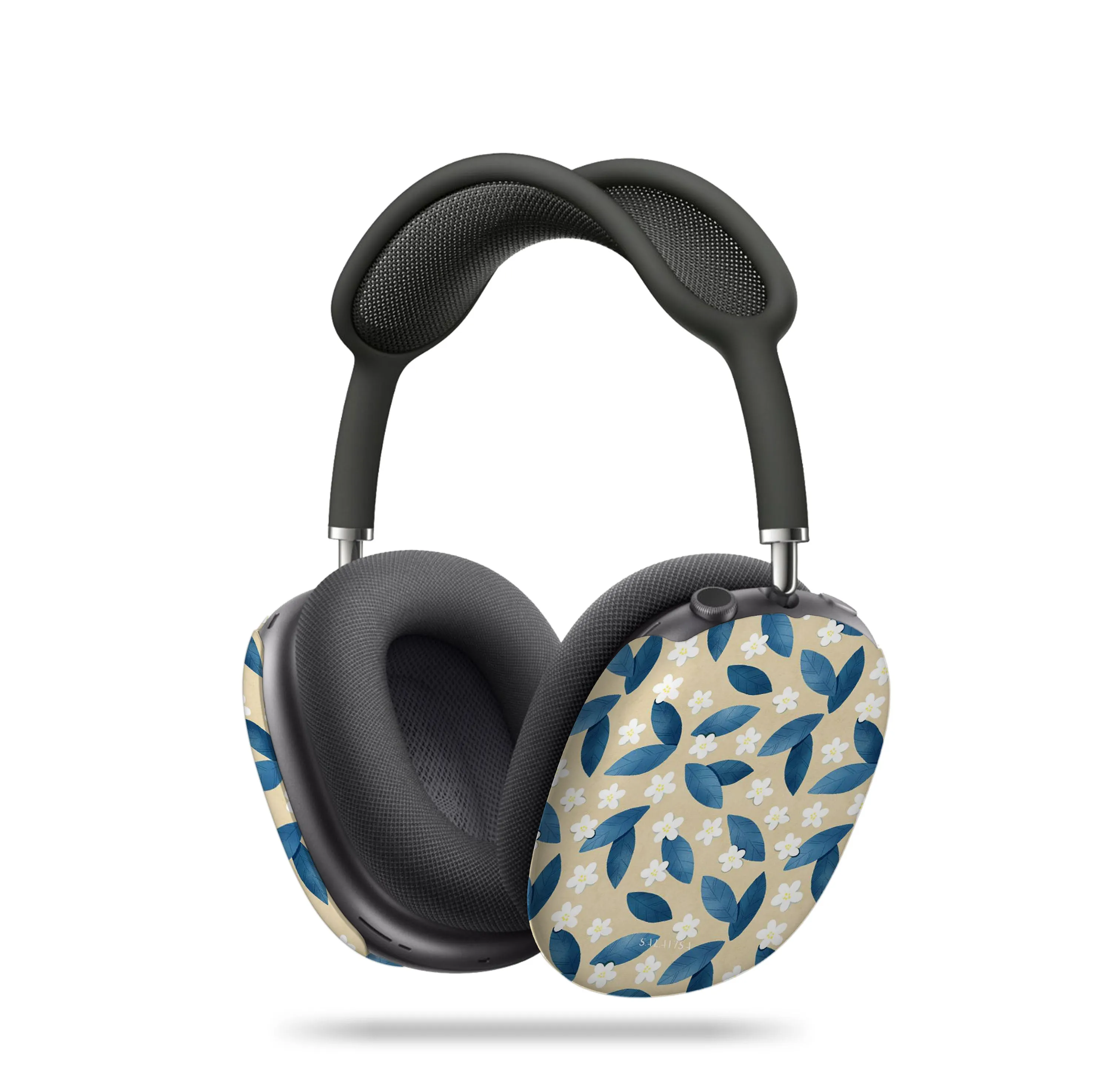 magnetic closure airpods shell Trendy Compact Storage Blue Leafs AirPods Max Case