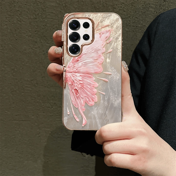 Shimmering Butterfly Wing Textured Case - Samsung Premium Style Trendy Layer