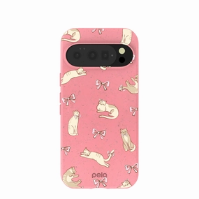 Bubblegum Pink Purrfection Google Pixel 10/10 Pro Case Trendy Texture Finish