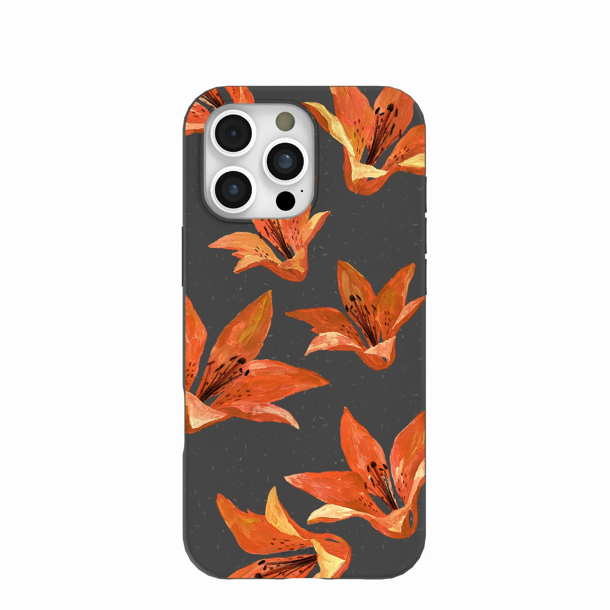 Flexible Pattern Texture Black Tiger Lily iPhone 16 Pro Max Case