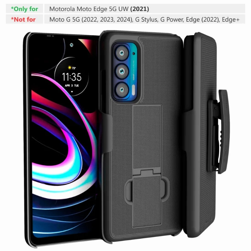 Premium Craft Protective Edge Motorola Moto Edge 5G UW (2021) Belt Clip Holster Phone Case