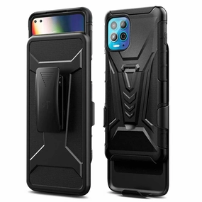 Enhanced Comfort Smooth Form Motorola Moto Edge S (2021) Dual-Layer Holster Case with Kickstand