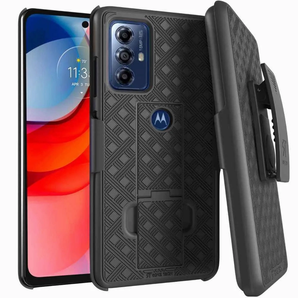 Matte Pattern Design Sleek Profile Motorola Moto G Play (2023) Belt Clip Holster Phone Case